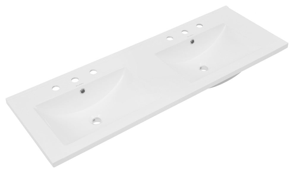 48" Ceramic Vanity Top Double Basins With 3 Holes