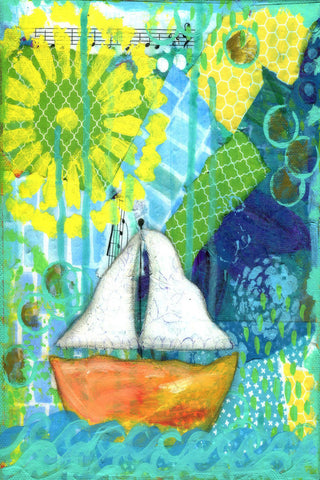 "Orange Boat" Painting Print on Wrapped Canvas