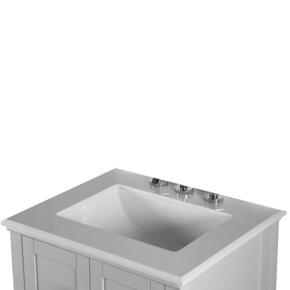 25" Single Vanity, Light Gray With Engineered Stone Top