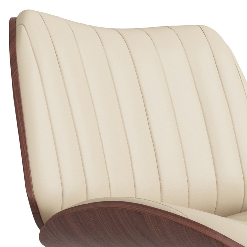 Goulding Adjustable Swivel Bar Stool, Cream Vegan Faux Leather