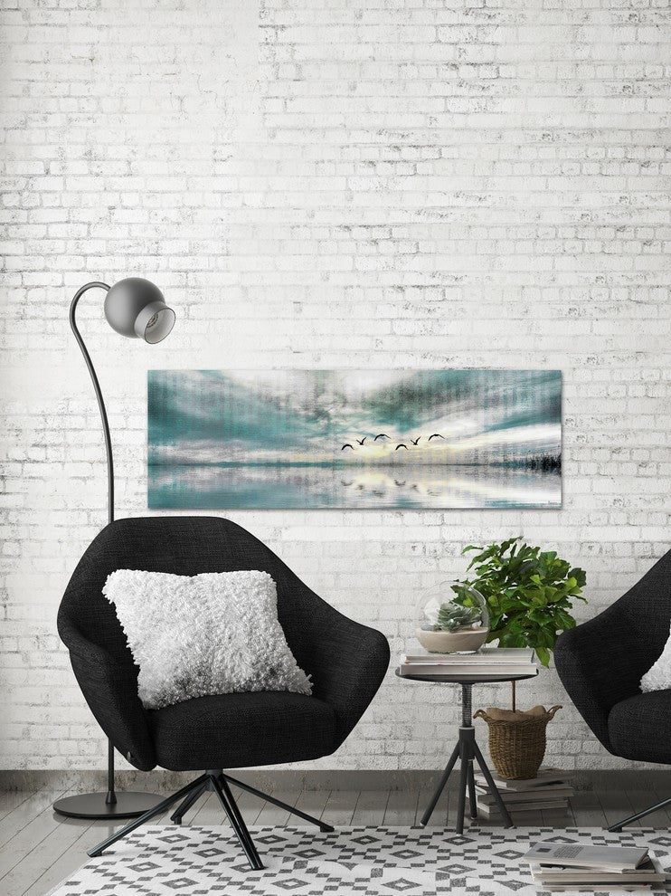"Birds Skylight II" Painting Print on Wrapped Canvas, 60"x20"