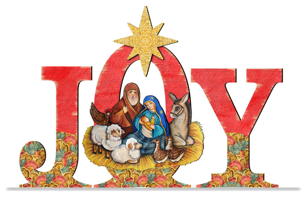 Joy Nativity Wooden Outdoor Decor