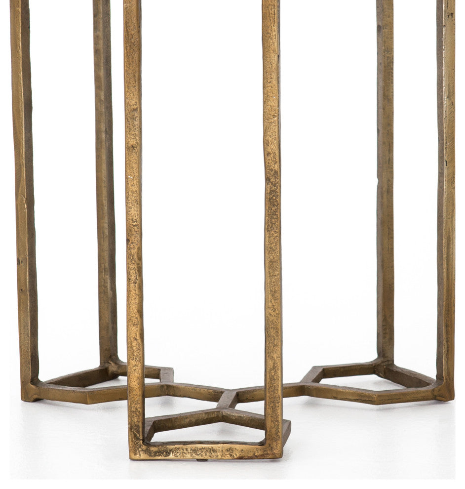 Naomi Marble End Table-Raw Brass