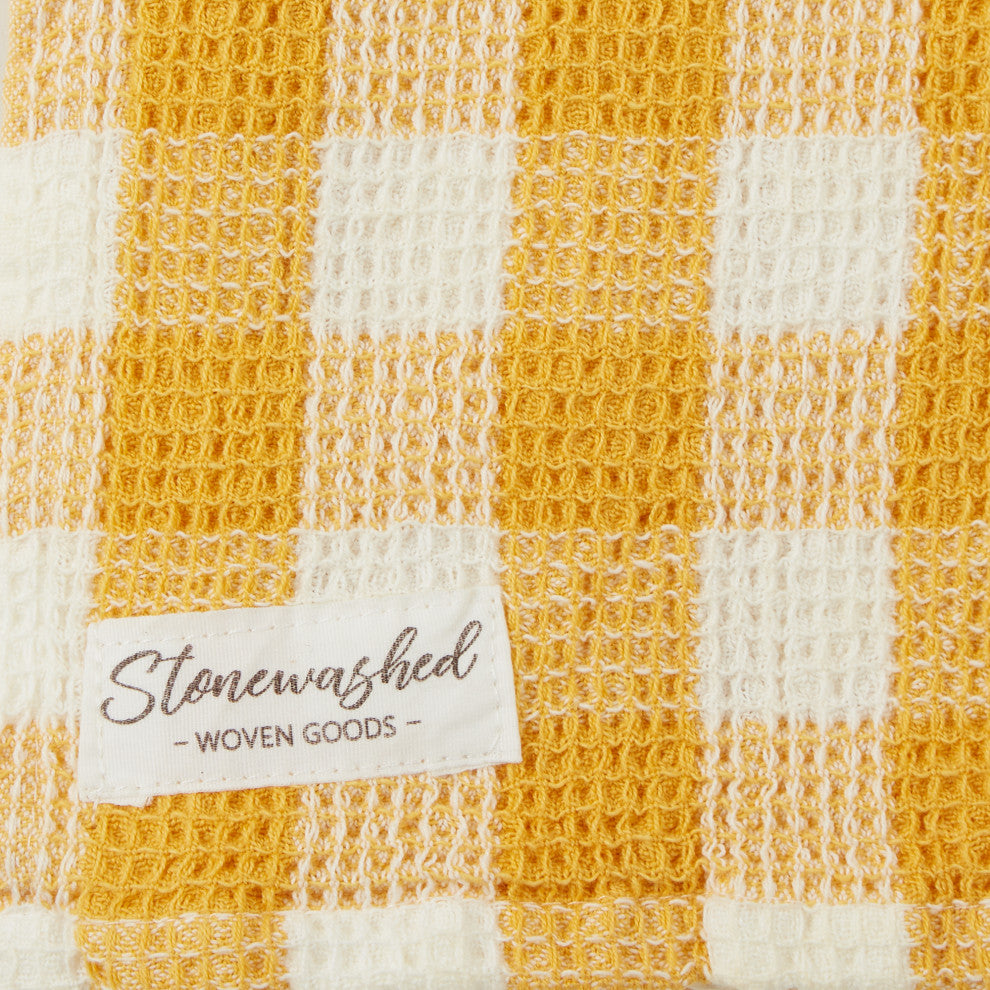 Butterscotch Checker Washed Waffle Dishtowel (Set of 2)