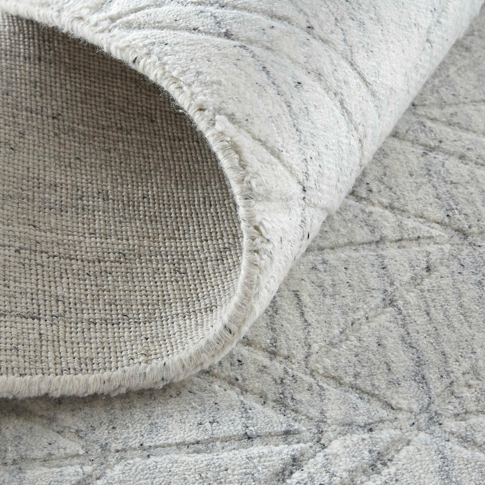 Weave & Wander Tatem Minimal Viscose Rug, White/Gray, Rug, 12' X 15'