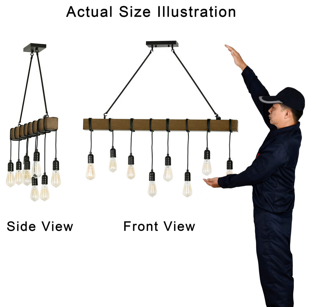 Sheila 8-light Natural Wooden Beam Linear Chandelier