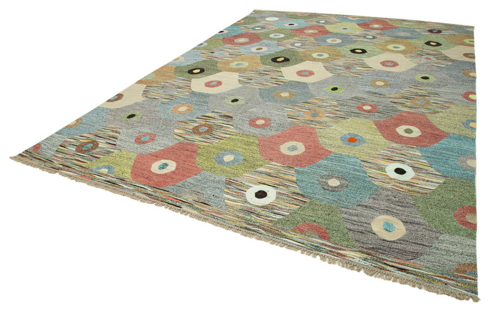 Rug N Carpet - Hand-knotted Turkish 9' 11'' x 14' 1'' Unique Wool Kilim Rug