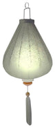 Vietnamese Teardrop Silk Pendant Lantern, Ivory, 12"x17", 33" Overall, No Lighti