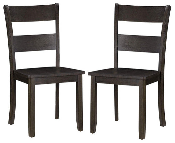 Benzara BM221384 Wooden Side Chair With Ladder Backrest, Set of 2, Dark Brown