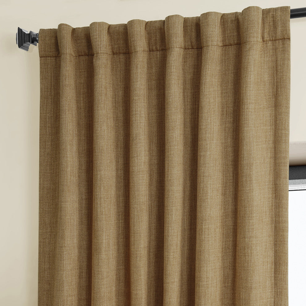 Faux Linen Darkening Curtain Single Panel, Butterscotch, 50"x108"