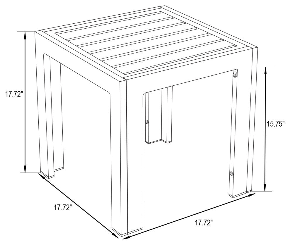 LeisureMod Chelsea Aluminum Weather Resistant Patio Side Table, Weathered Gray