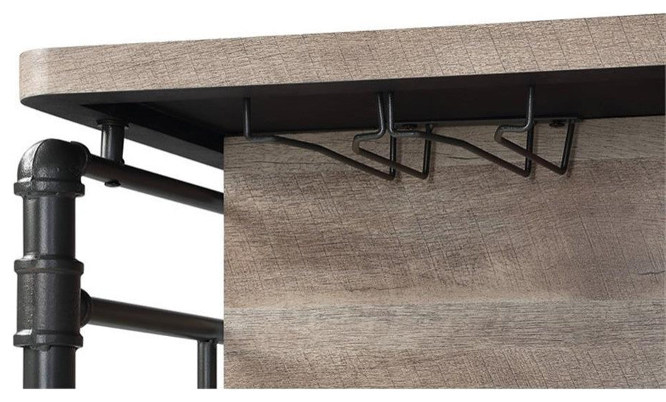 ACME Edina Wooden 5 Shelves Kitchen Island in Antique Oak and Sandy Gray