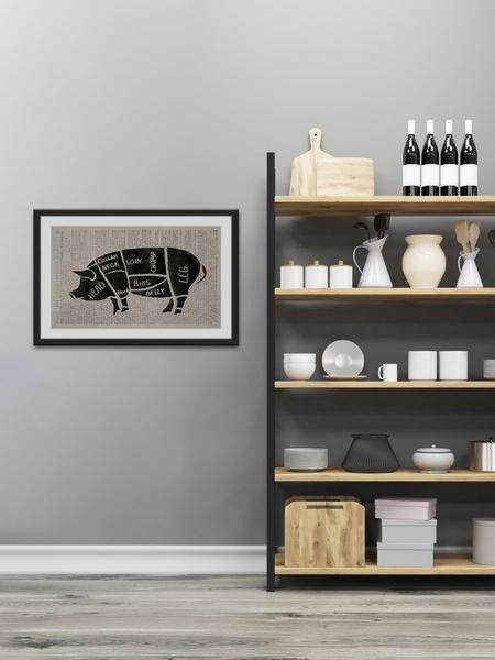 "Pork Cuts" Framed Painting Print, 24"x16"