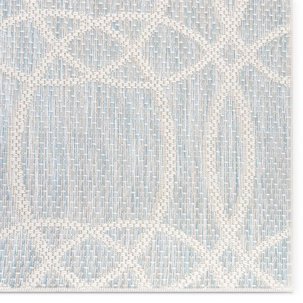Portland Sisal Tocha Modern Geometric Blue 7''10"x10''6" Flatweave Area Rug
