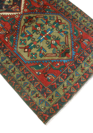Fine Vintage Distressed Nooman Red/Navy Runner, 3'10 x 11'6