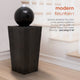 Alpine Modern Sphere Pedestal Fountain With LED Light, Black Finish, 33" Tall