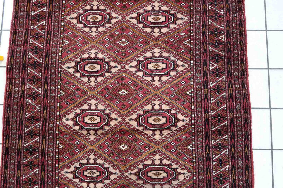 Handmade Vintage Afghan Ersari Rug 4'x6', 123cmx183cm 1970s