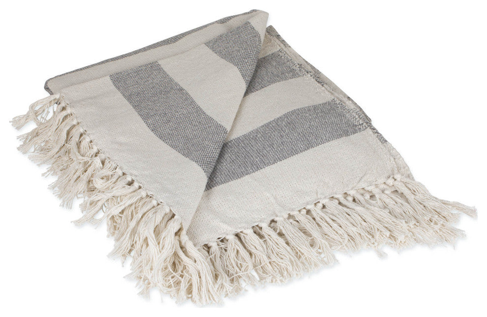 DII Gray / Off White Cabana Stripe Throw