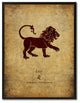 Leo Horoscope Astrology Brown Print on Canvas with Picture Frame, 13"x17"