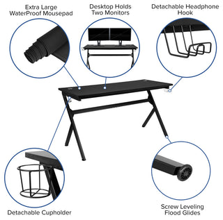 Gaming Desk and Reclining Chair Set, Red