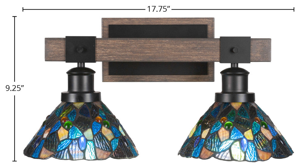 Tacoma 2-Light Bath Bar, Blue Mosaic Art