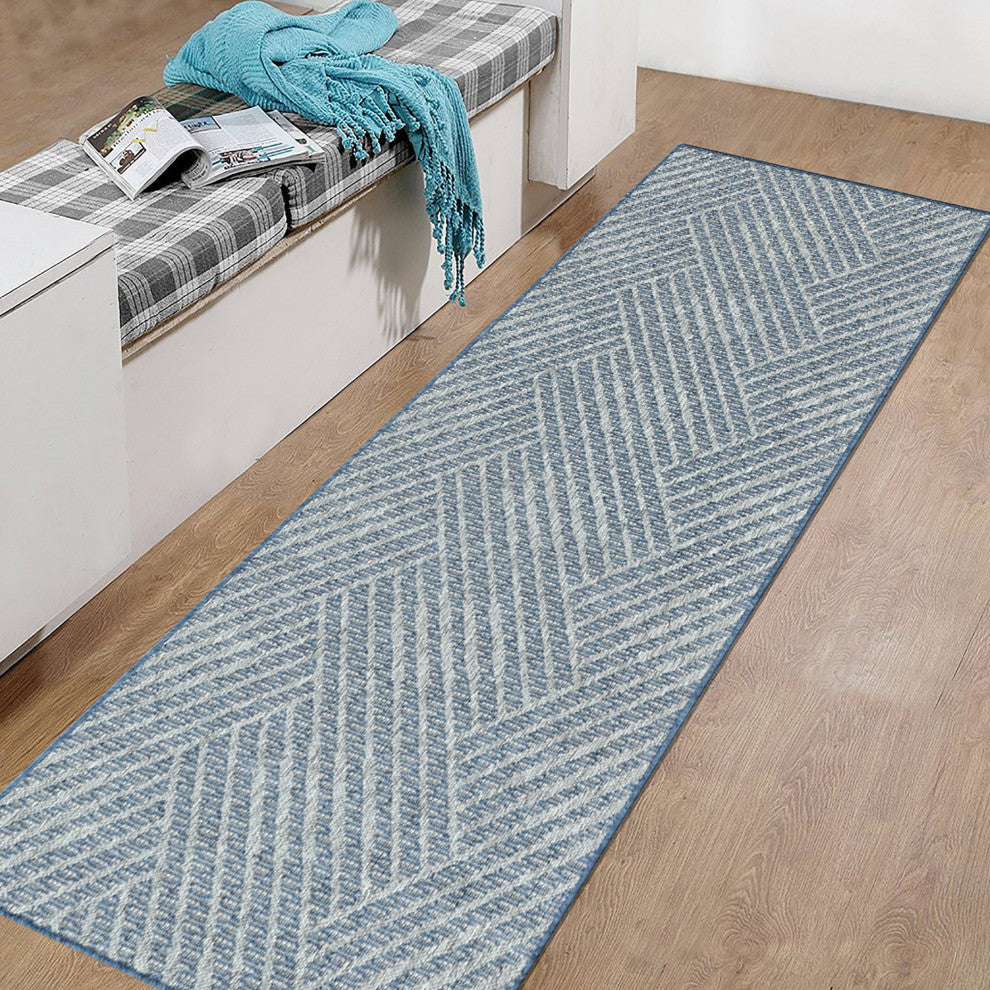 Maryland Abbel Runner, Blue, 2'4" x 8', Geometric