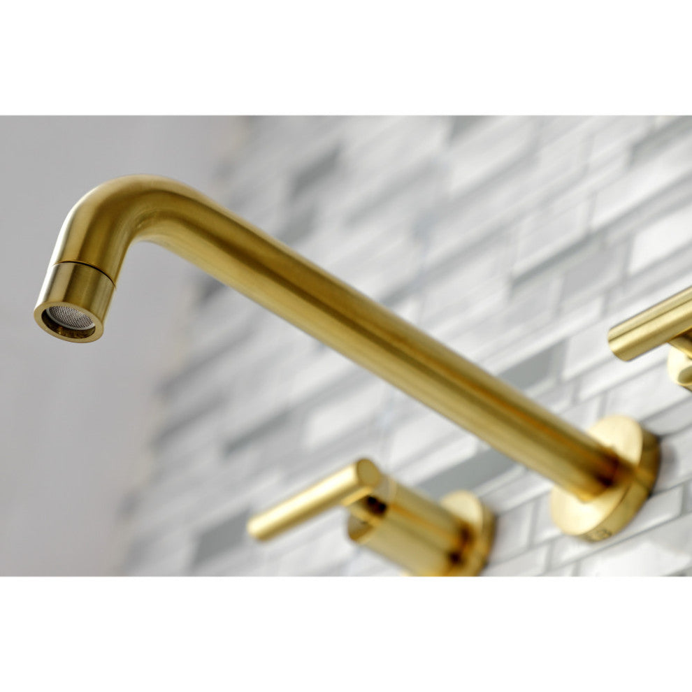 KS8027CML Two-Handle Wall Mount Tub Faucet, Brushed Brass