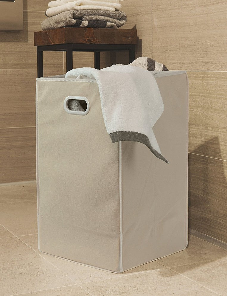 Foldable Closet Laundry Hamper Basket, Beige