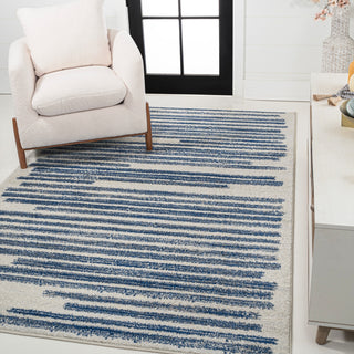 Khalil Modern Berber Stripe Cream/Navy 3 ft. x 5 ft. Area Rug