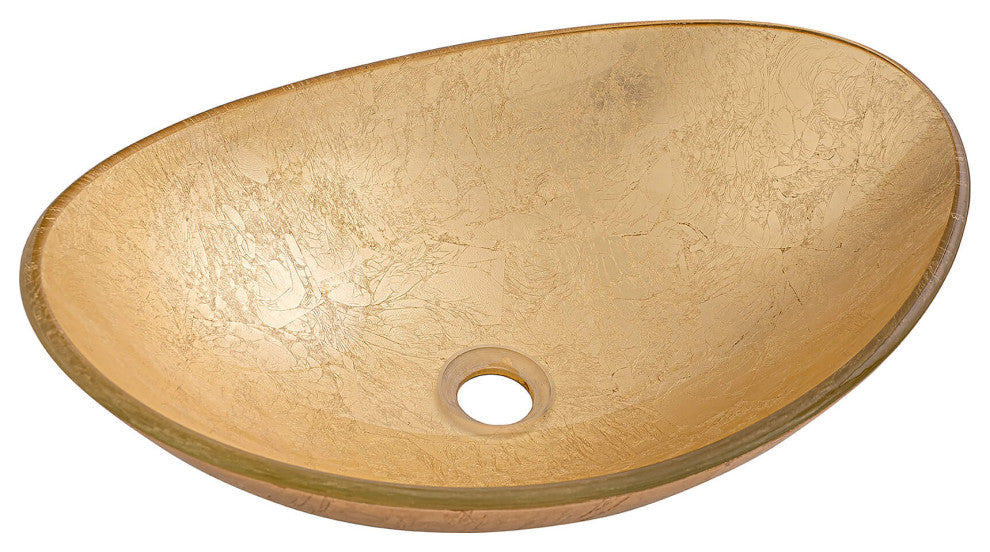Fine Fixtures modern Glass Vessel Oval 20x14, Gold