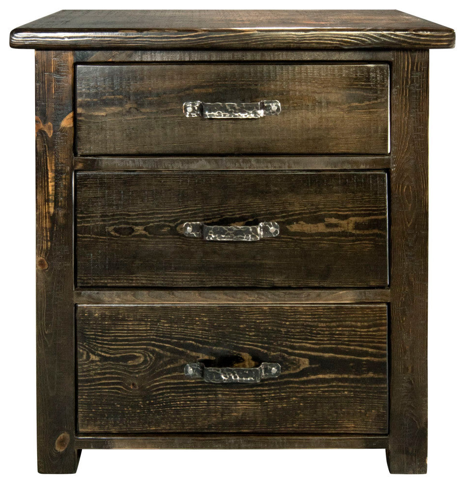 Big Sky Collection Rugged Sawn 3 Drawer Chest of Drawers, Jacobean Stain