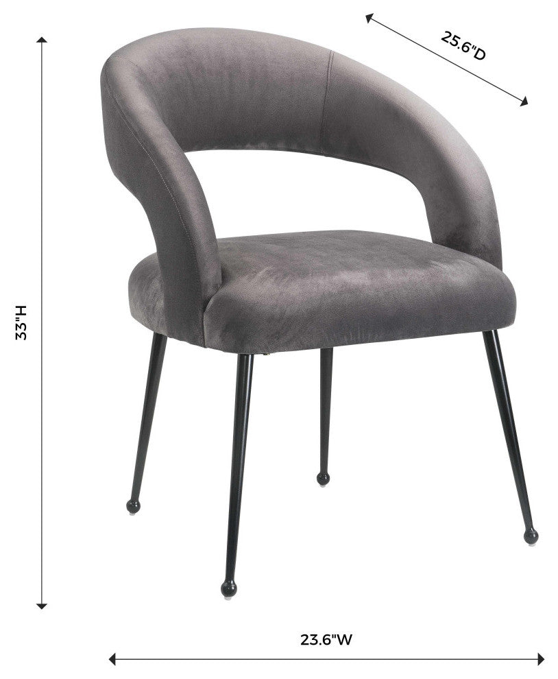 TOV Furniture Rocco Grey Velvet Dining Chair