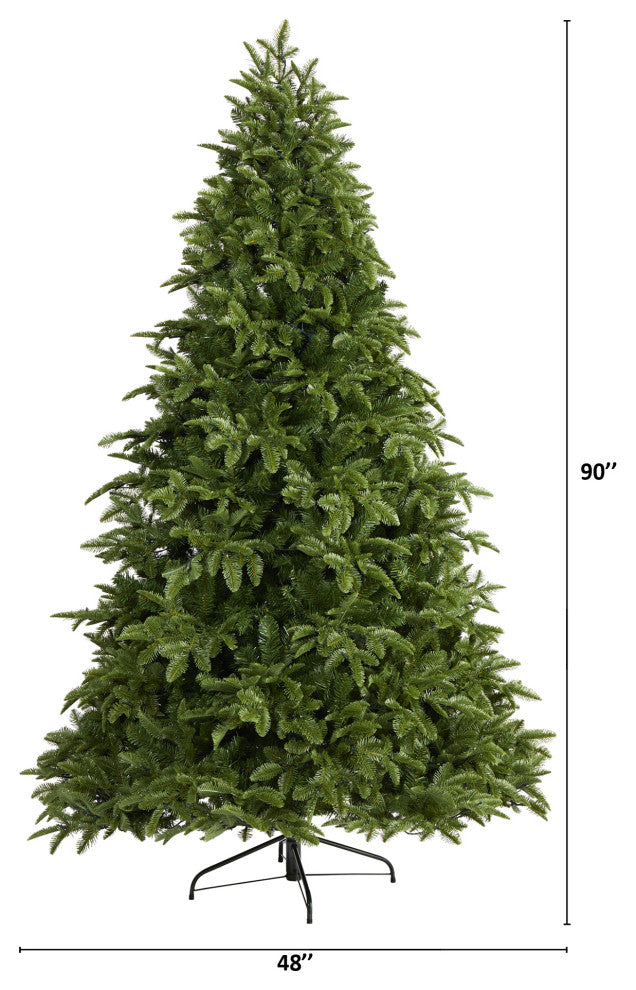7.5' Wyoming Fir Faux Xmas Tree With 500 Clear Lights and 1580 Bendable Branches
