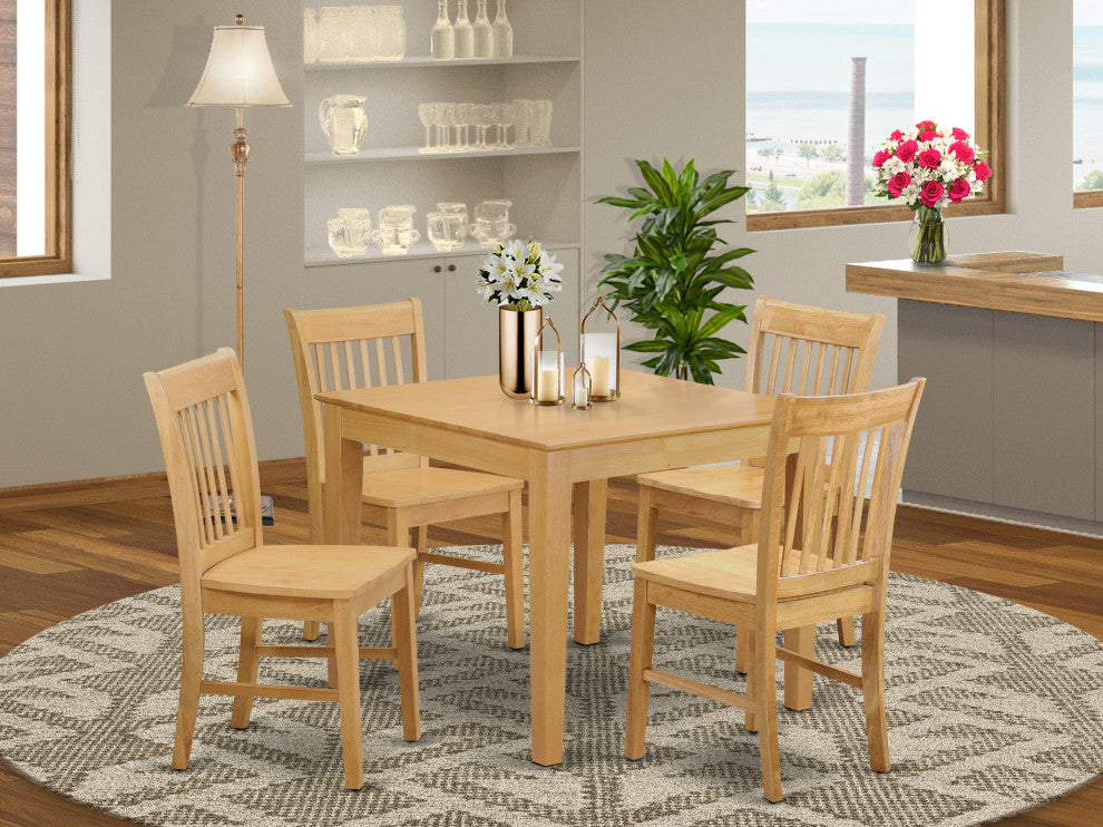 5 Pc Kitchen Table - Square Table And 4 Kitchen Dining Chairs