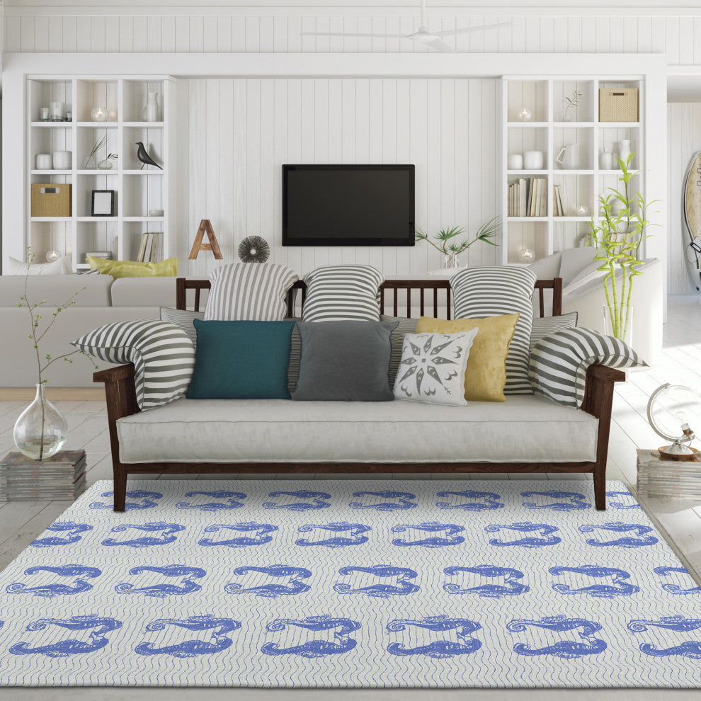 Indoor/Outdoor Seabreeze SZ15 Navy Machine Washable 3' x 5' Rug
