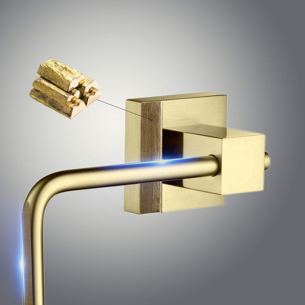 Cube Bathroom Towel Ring, Brushed Gold