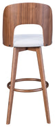 Bar Stool Chair Barstool, Set of 2, Fabric, Wood, Walnut, Gray, Cafe