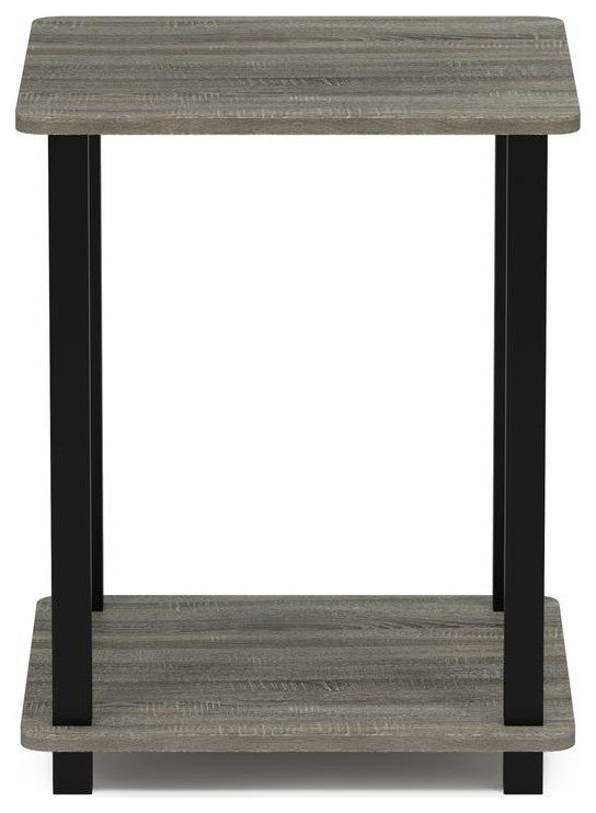 Furinno Simplistic End Tables, Set of 2, French Oak Gray/Black, 12127GYW/BK