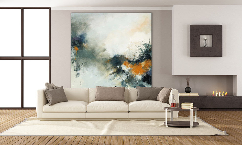 Transition Fine Art Giant Canvas Print, Gray, Orange, 54"x54"