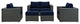 Canvas Navy Sojourn 5 Piece Outdoor Patio Sunbrella Sectional Set