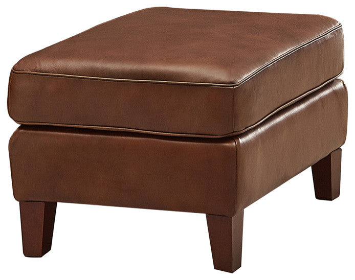 Hydeline Ashby 100% Leather Sofa Collection, Pecan Brown, Ottoman