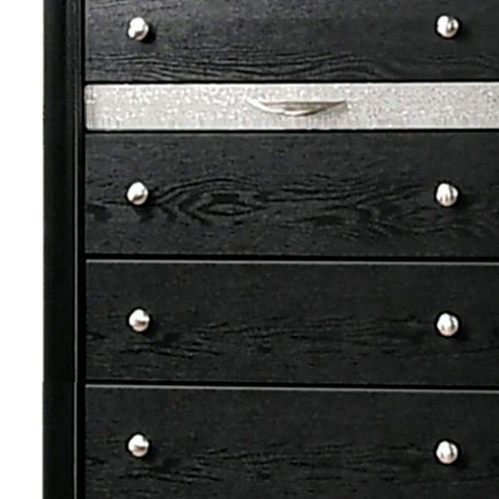 Chest with Silver Trim Accent and 1 Jewelry Drawer, Black