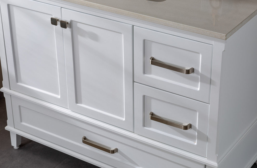 Nera Collection 42" Bathroom Vanity With Sink, Mirror, Countertop, White
