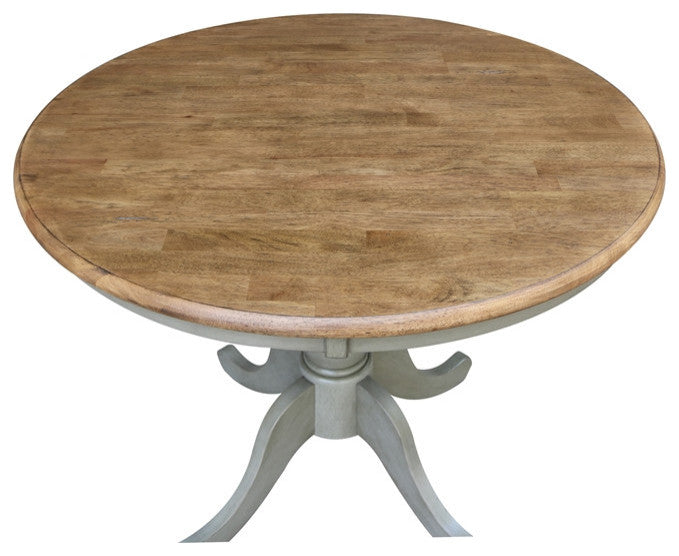 36" Round Wood Distressed Hickory/Stone Table-Dining Height