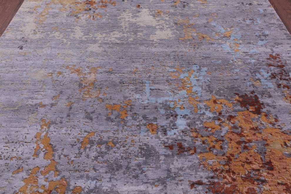 Wool & Silk Abstract Hand Knotted Rug 8' 0" X 10' 1" - Q15794