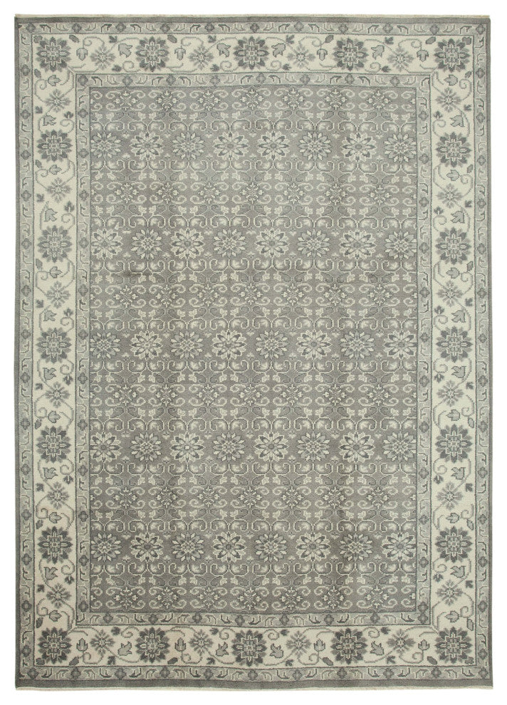 Rug N Carpet - Handmade Oriental 9' 9" x 13' 9" Pastel Grey Oushak Rug