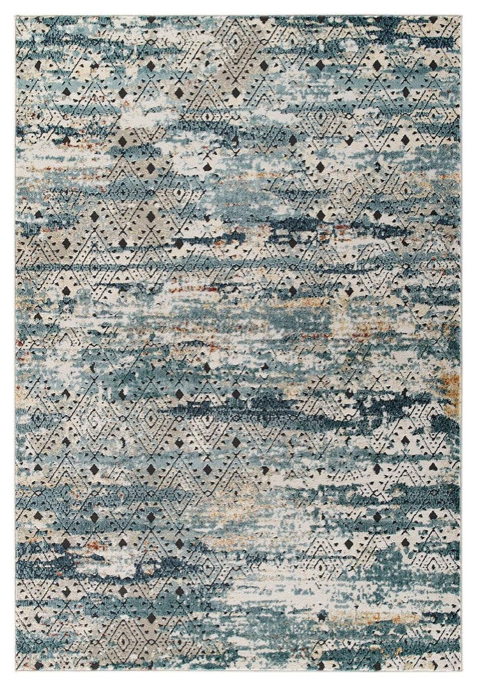 Tribute Eisley Rustic Distressed Transitional Diamond Lattice 5x8 Area Rug