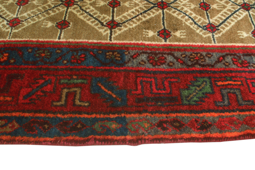 Fine Vintage Distressed Kamari Brown/Burgundy Runner, 4'2x10'9
