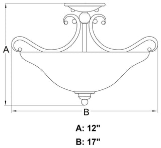 Monrovia 17" Semi-Flush Mount Ceiling Light, Brushed Nickel
