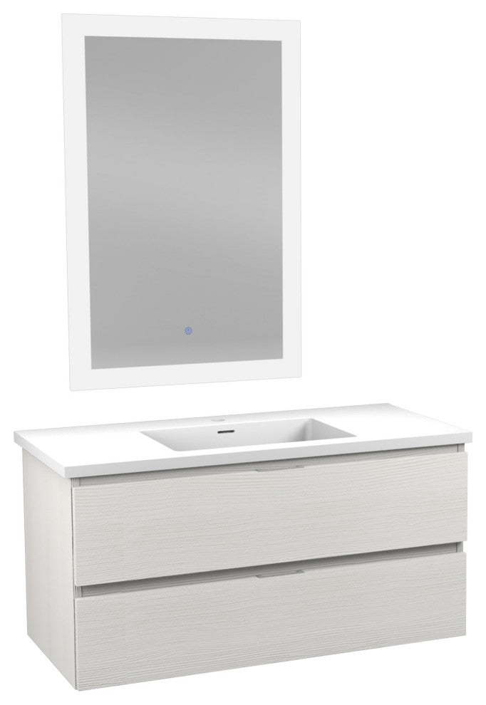 Conques 39" Wall Mount Bathroom Vanity Set, Rich White